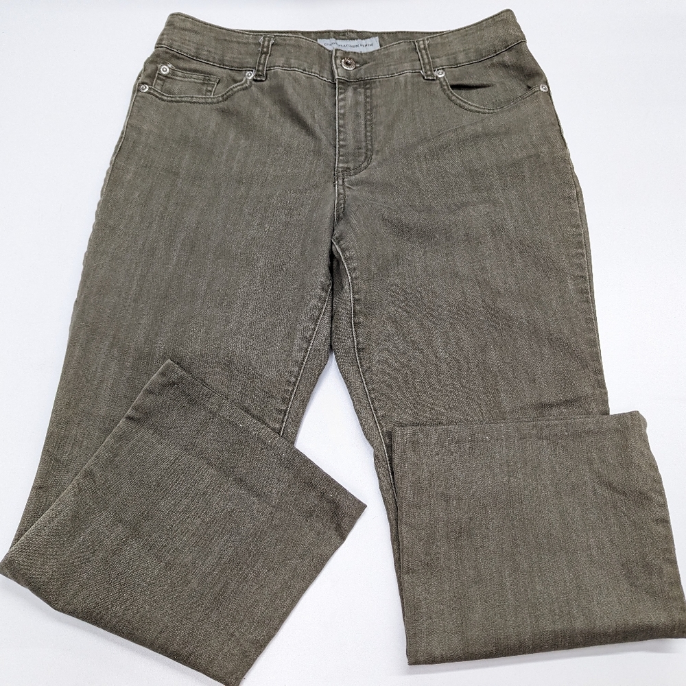 Chicos::  Platinum Denim Olive Green Capris